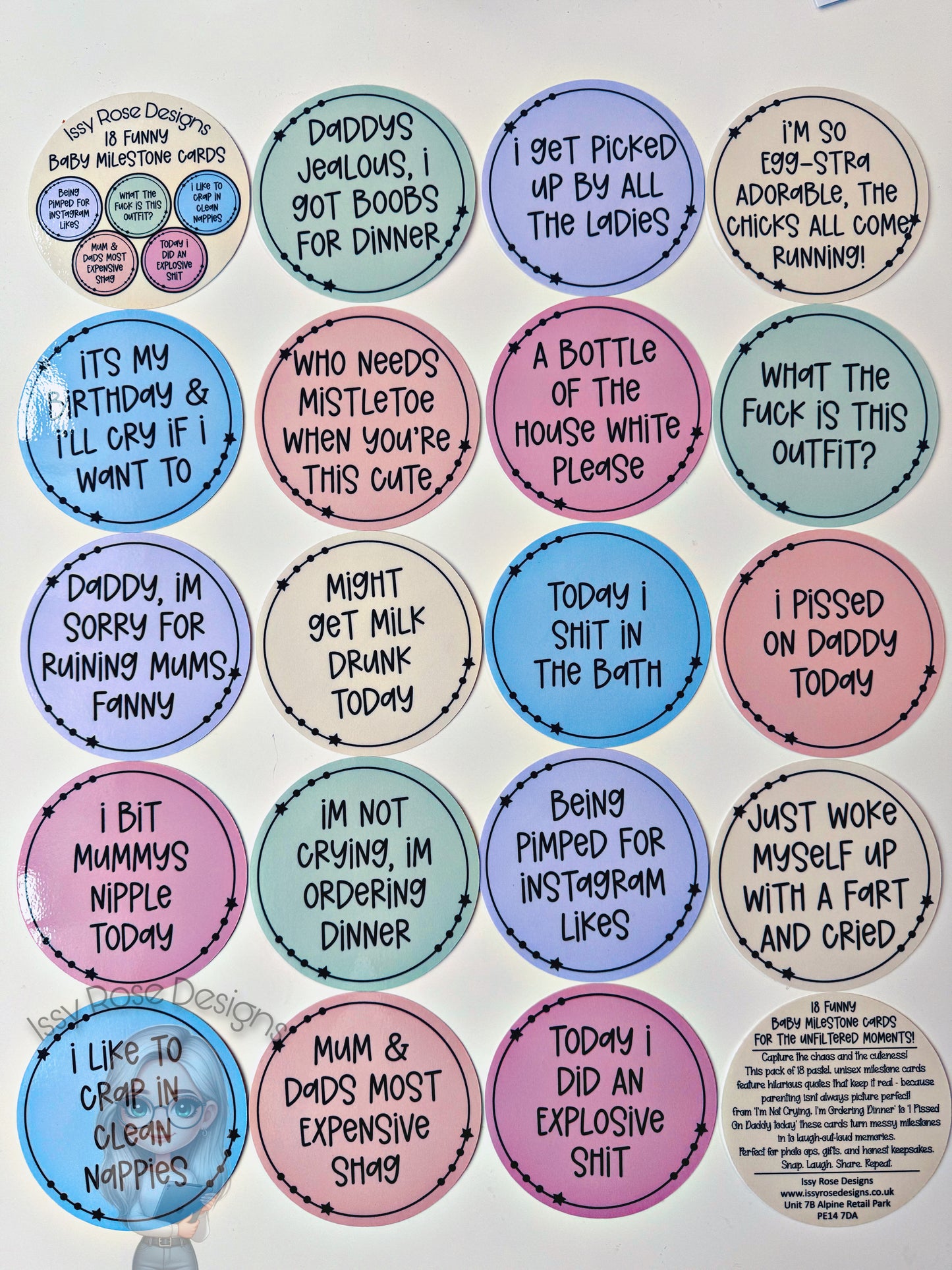 Funny Baby Milestone Cards - Pack Of 18
