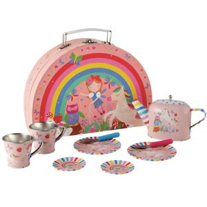 10 Piece Tin Tea Set Case - Rainbow Fairy