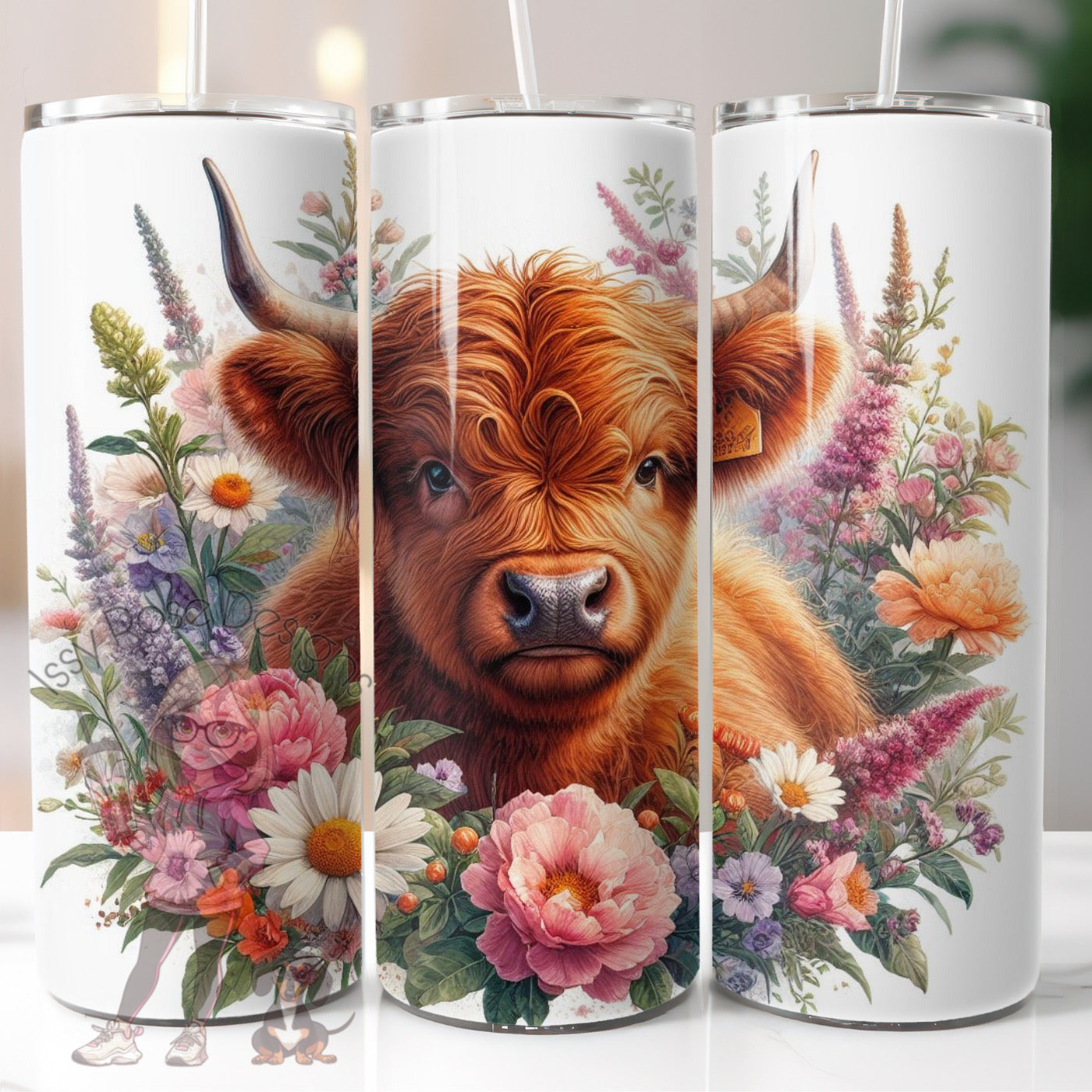 Highland Cow Wildflowers 20oz Tumbler