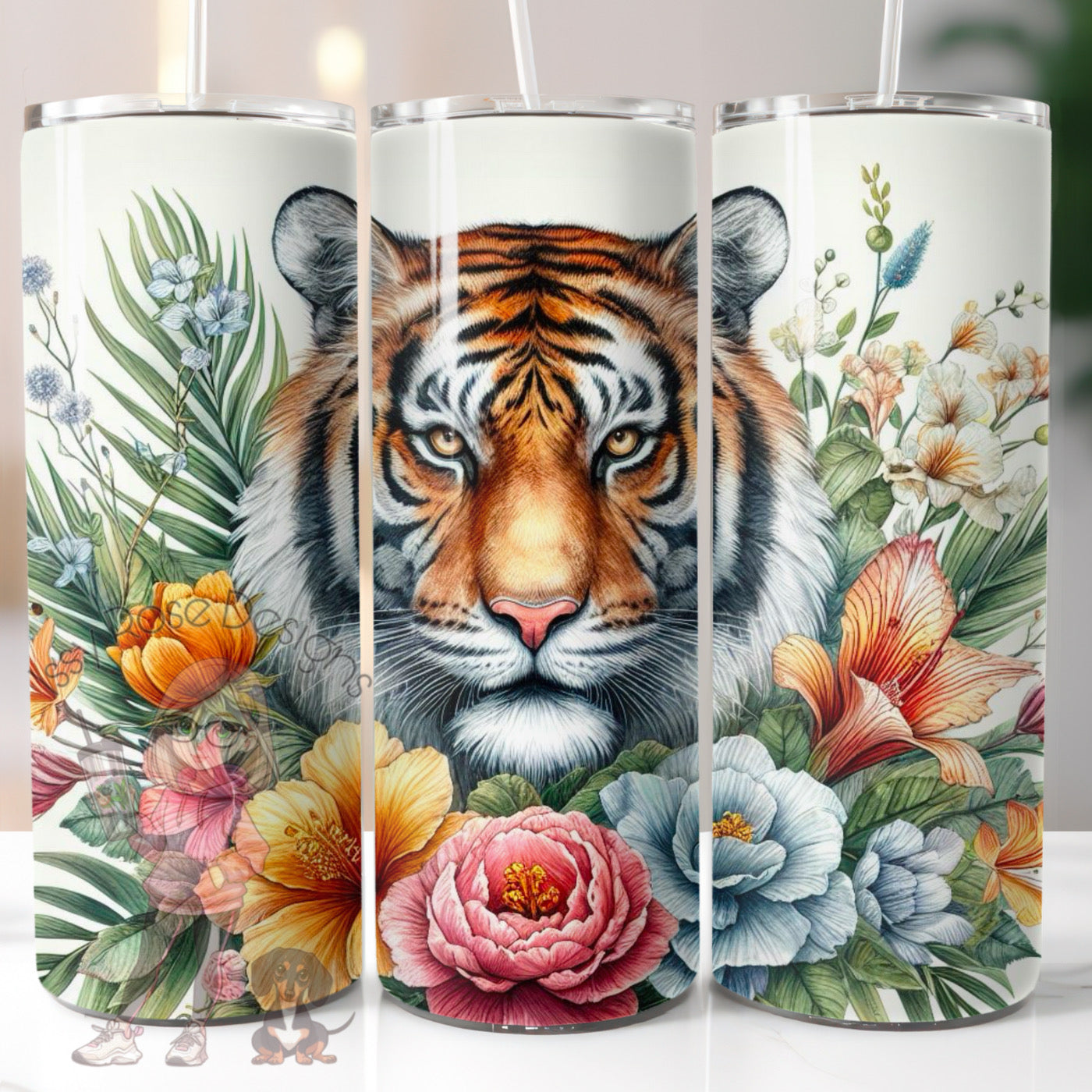 Floral Tiger 20oz Tumbler