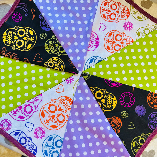 Halloween Sugar Skull Bunting, 8 flag