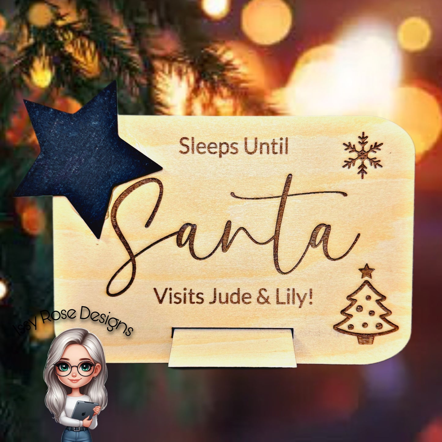 Personalised ‘Sleeps Until Santa Visits’ Sign