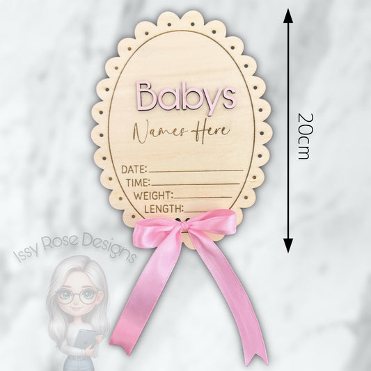 3d Baby Birth Details Plaque