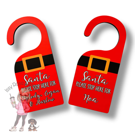 Santa Please Stop Here Wooden Door Hanger
