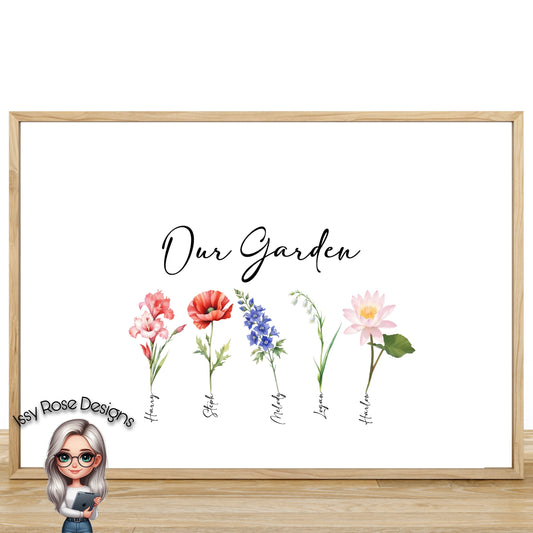 Birth Month Flowers A4 Print