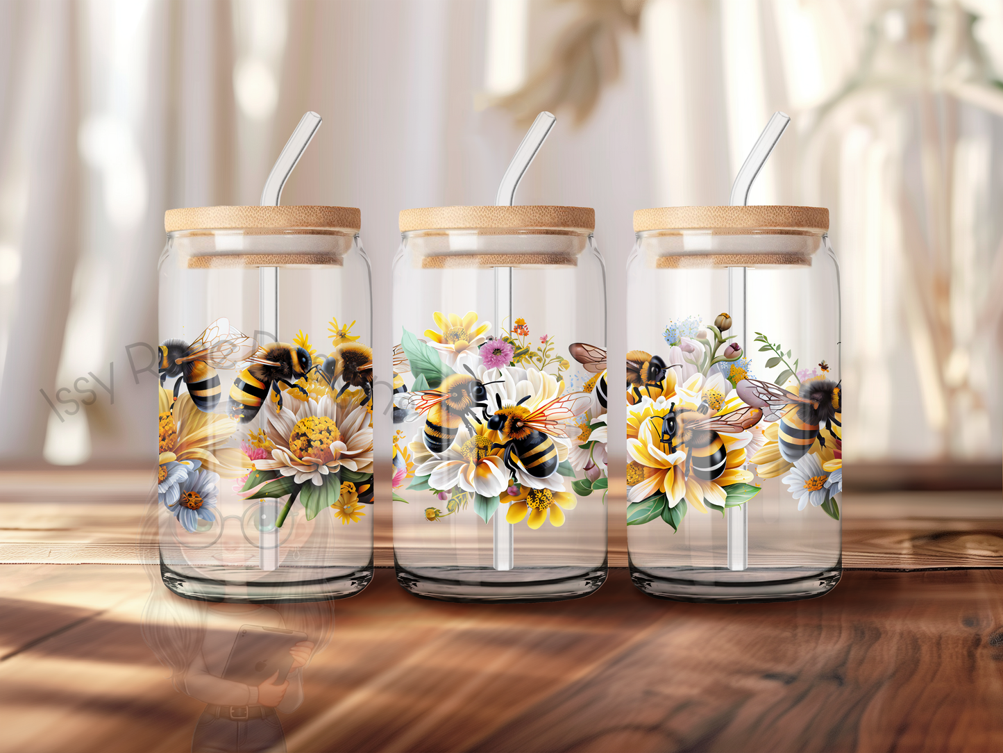 Libby Glass Bumble Bee Floral
